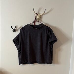 Anthropologie charcoal Grey cropped tee